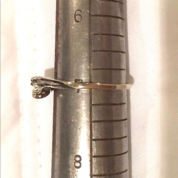 Antique 14k Solid White Gold Diamond Bypass Ring - Picture 4 of 5